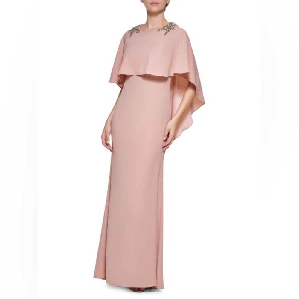 NWT VINCE CAMUTO Embellished Cape Column Gown